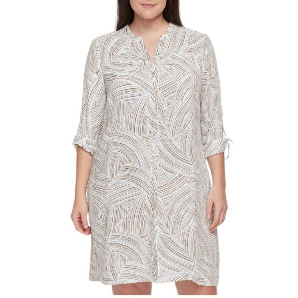 APT. 9 Women’s Abstract Print Roll-Tab Sleeve Tunic Dress | Size Large